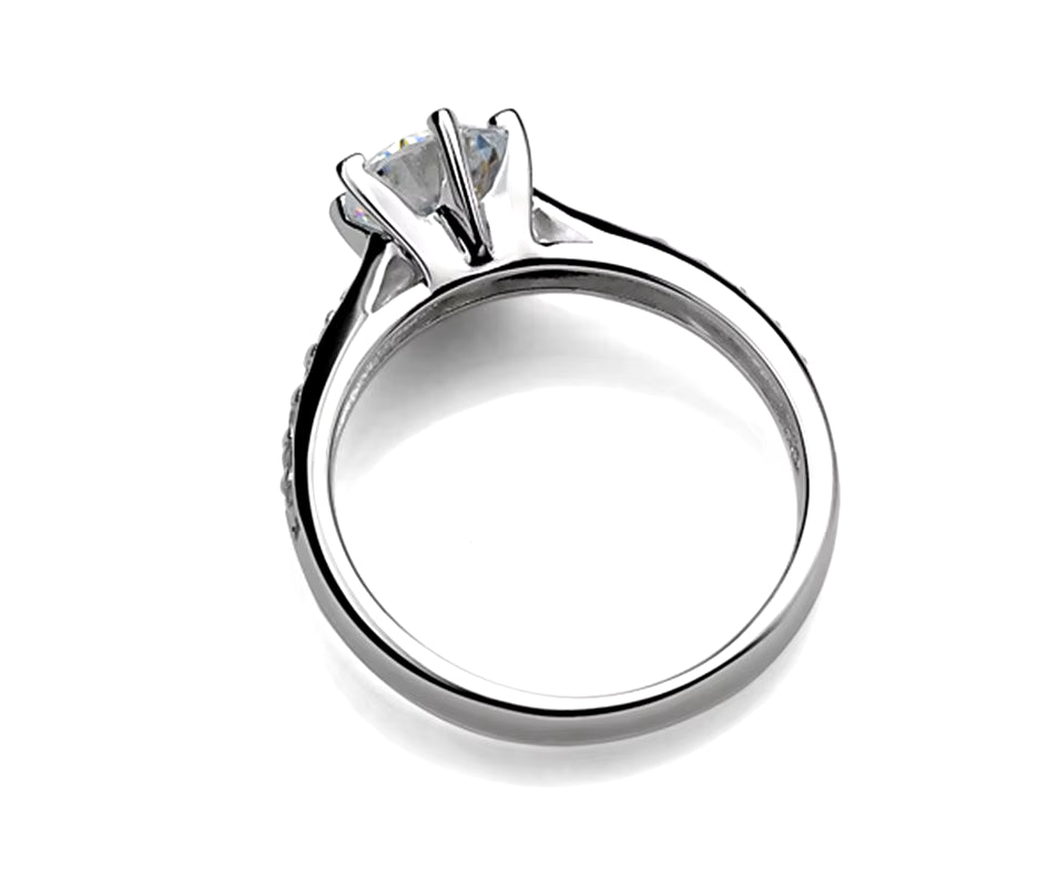 Luxury 925 Sterling Silver Classic Ring for Women Six Claw Jewelry Simple 70Ct Diamond Ring Imitation Diamond Women'S Ring
